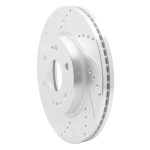 Cadillac Vistiq Brake Rotor (1) - Front Left - R1 Concepts - Drilled & Slotted - Silver - `19-`26